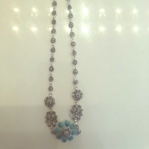 Silver and Turquoise Floral Necklace